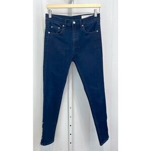 RAG & BONE 10 Inch Capri Crop Jeans Zip Ankle 5 Pocket Dark Indigo Blue Size 27